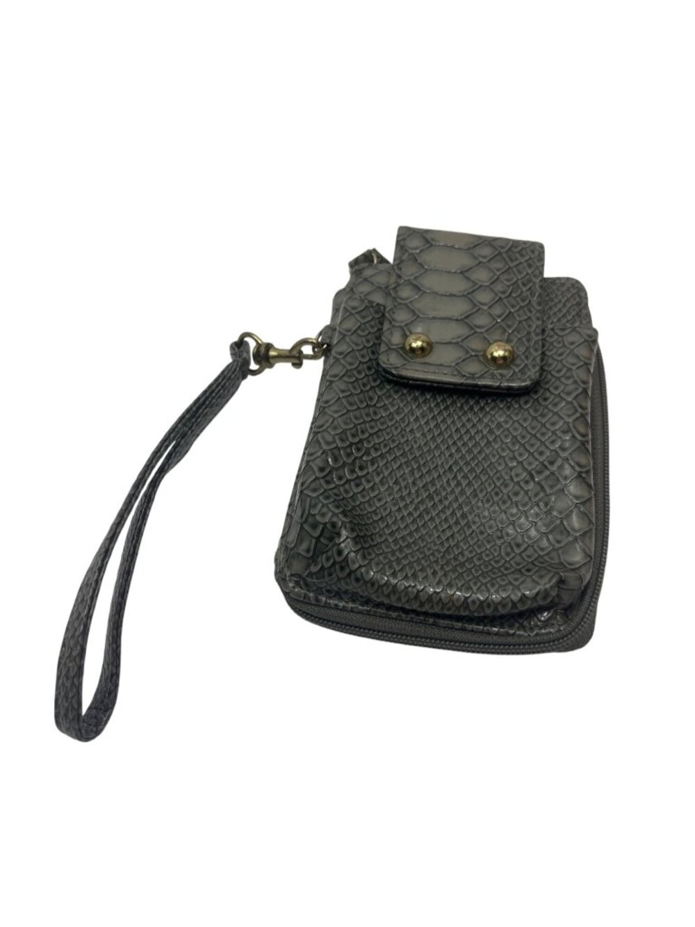 Snake Print Faux Leather Wristlet Wallet Multiple Compartments & Zipper Closure